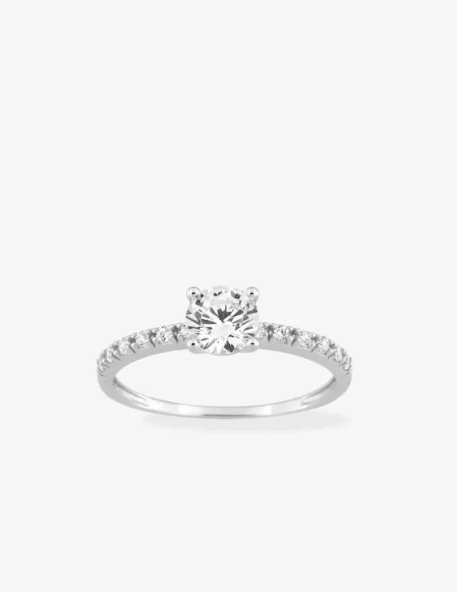 Bague solitaire accompagné or blanc 375 ‰ et oxydes de zirconium SO OR