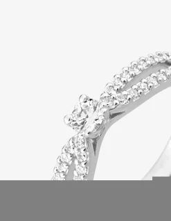 Bague solitaire accompagné argent rhodié 925 ‰ et oxyde de zirconium 3,5 mm SO OR