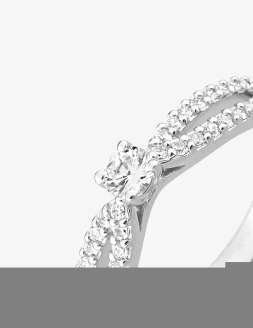 Bague solitaire accompagné argent rhodié 925 ‰ et oxyde de zirconium 3,5 mm SO OR