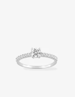 Bague solitaire accompagné or blanc 375 ‰ et oxydes de zirconium SO OR