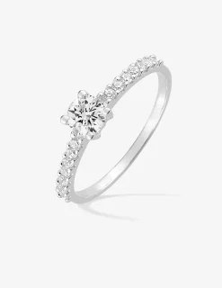 Bague solitaire accompagné or blanc 375 ‰ et oxydes de zirconium SO OR