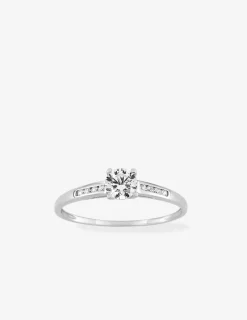 Bague solitaire accompagné or blanc 375 ‰ et oxydes de zirconium SO OR