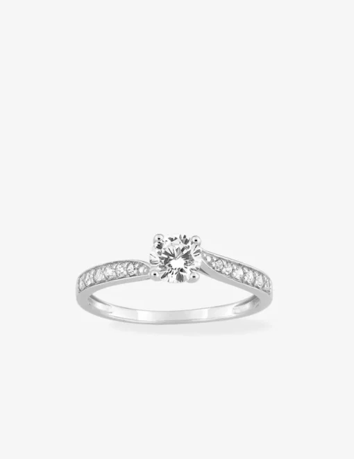 Bague solitaire accompagné or blanc 375 ‰ et oxydes de zirconium SO OR