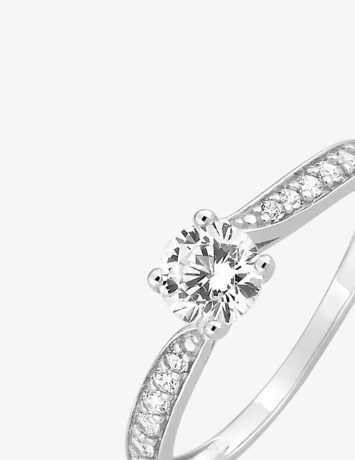 Bague solitaire accompagné or blanc 375 ‰ et oxydes de zirconium SO OR