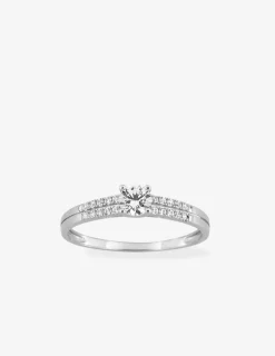 Bague solitaire accompagné or blanc 375 ‰ et oxydes de zirconium SO OR