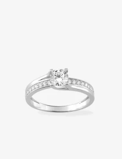 Bague solitaire accompagné or blanc 375 ‰ et oxydes de zirconium SO OR