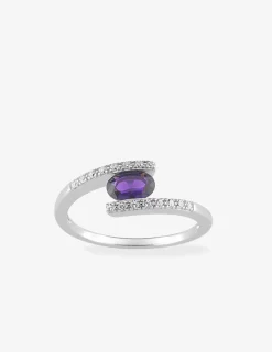 Bague solitaire accompagné fantaisie argent rhodié 925 ‰ et oxyde de zirconium violet SO OR