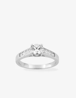 Bague solitaire accompagnée argent rhodié 925 ‰ et oxyde de zirconium 5,5 mm SO OR