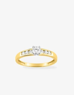 Bague solitaire accompagné or jaune 750 ‰, rhodium et oxyde de zirconium SO OR