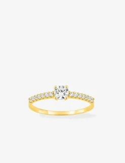 Bague solitaire accompagné or jaune 750 ‰, oxyde de zirconium SO OR