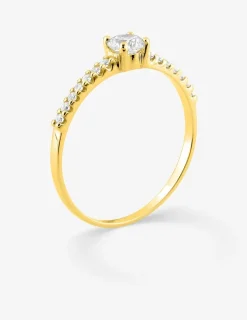 Bague solitaire accompagné or jaune 750 ‰, oxyde de zirconium SO OR