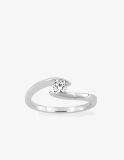 Bague solitaire argent rhodié 925 ‰ et oxyde de zirconium 4 mm SO OR