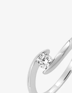 Bague solitaire argent rhodié 925 ‰ et oxyde de zirconium 4 mm SO OR