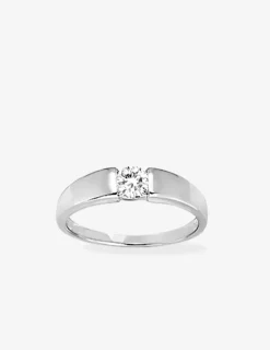 Bague solitaire argent rhodié 925 ‰ et oxyde de zirconium 5 mm SO OR