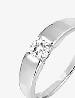 Bague solitaire argent rhodié 925 ‰ et oxyde de zirconium 5 mm SO OR