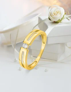 Bague solitaire double pince or blanc 375 ‰ et oxyde de zirconium SO OR