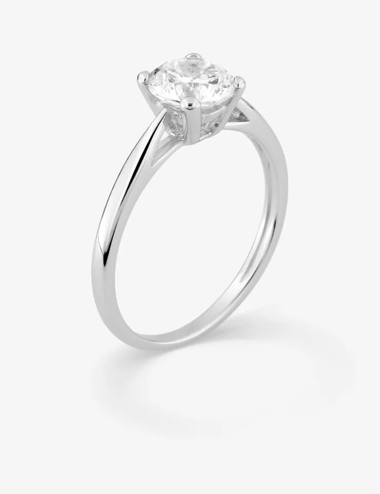 Bague solitaire en argent 925 ‰ rhodié, oxyde de zirconium SO OR