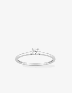Bague solitaire en or blanc 375 ‰ avec diamant synthétique 0,10 ct SO OR