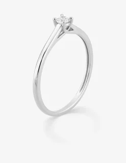 Bague solitaire en or blanc 375 ‰ avec diamant synthétique 0,10 ct SO OR