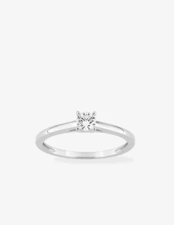 Bague solitaire en or blanc 375 ‰ avec diamant synthétique 0,20 ct SO OR