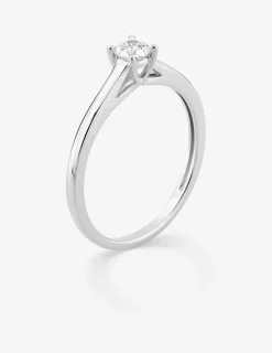 Bague solitaire en or blanc 375 ‰ avec diamant synthétique 0,20 ct SO OR