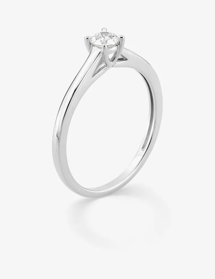 Bague solitaire en or blanc 375 ‰ avec diamant synthétique 0,20 ct SO OR