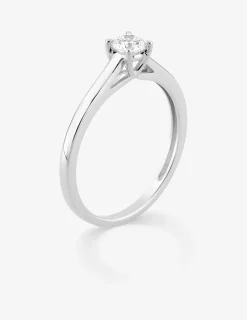 Bague solitaire en or blanc 375 ‰ avec diamant synthétique 0,25 ct SO OR