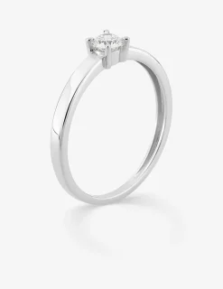 Bague solitaire en or blanc 375 ‰ avec diamant synthétique 0,20 ct, ruban plat SO OR