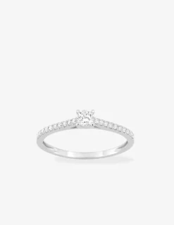 Bague solitaire en or blanc 375 ‰ avec diamants synthétiques 0,27 ct SO OR