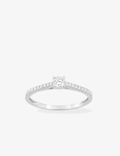 Bague solitaire en or blanc 375 ‰ avec diamants synthétiques 0,27 ct SO OR