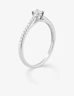 Bague solitaire en or blanc 375 ‰ avec diamants synthétiques 0,27 ct SO OR