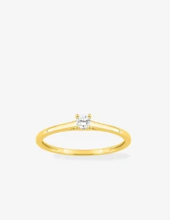 Bague solitaire en or jaune 375 ‰ avec diamant synthétique 0,10 ct SO OR