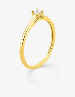 Bague solitaire en or jaune 375 ‰ avec diamant synthétique 0,10 ct SO OR