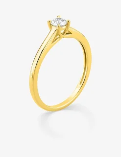 Bague solitaire en or jaune 375 ‰ avec diamant synthétique 0,20 ct SO OR