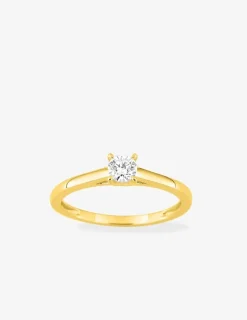 Bague solitaire en or jaune 375 ‰ avec diamant synthétique 0,25 ct SO OR