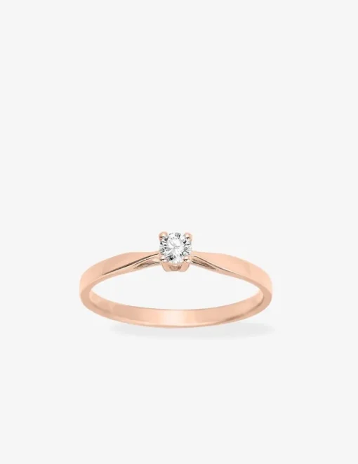 Bague solitaire en or rose 750 ‰, diamant 0,10 ct SO OR