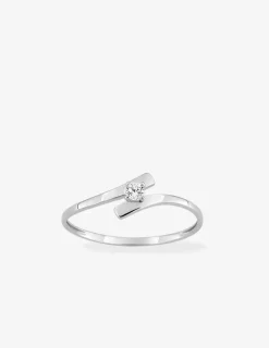 Bague solitaire fantaisie or blanc 375 ‰ et oxyde de zirconium SO OR