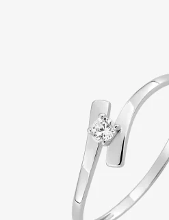 Bague solitaire fantaisie or blanc 375 ‰ et oxyde de zirconium SO OR