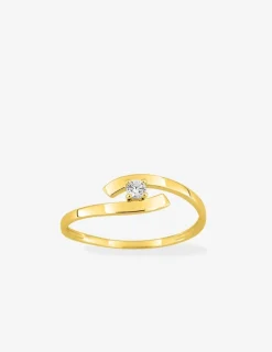 Bague solitaire fantaisie or jaune 375 ‰ et oxyde de zirconium SO OR