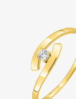 Bague solitaire fantaisie or jaune 375 ‰ et oxyde de zirconium SO OR
