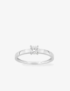 Bague solitaire or 375 ‰ blanc diamant synthétique 0,25 ct SO OR