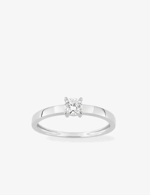 Bague solitaire or 375 ‰ blanc diamant synthétique 0,25 ct SO OR