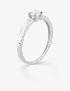 Bague solitaire or 375 ‰ blanc diamant synthétique 0,25 ct SO OR