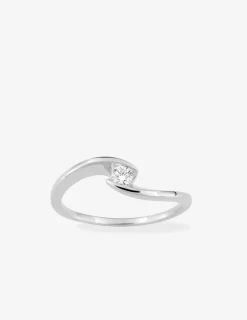 Bague solitaire or 375 ‰ blanc diamant synthétique 0,10 ct SO OR