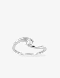 Bague solitaire or 375 ‰ blanc diamant synthétique 0,15 ct SO OR