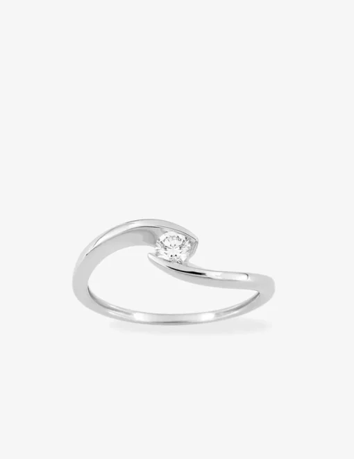 Bague solitaire or 375 ‰ blanc diamant synthétique 0,15 ct SO OR