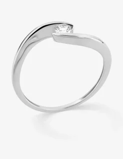 Bague solitaire or 375 ‰ blanc diamant synthétique 0,15 ct SO OR