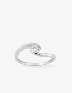 Bague solitaire or 375 ‰ blanc diamant synthétique 0,20 ct SO OR