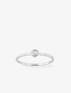 Bague solitaire or 375 ‰ blanc diamant synthétique 0,05 ct serti clos SO OR