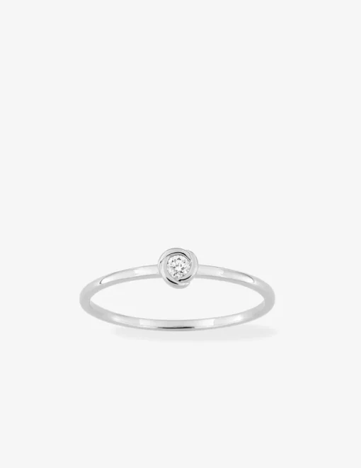 Bague solitaire or 375 ‰ blanc diamant synthétique 0,05 ct serti clos SO OR